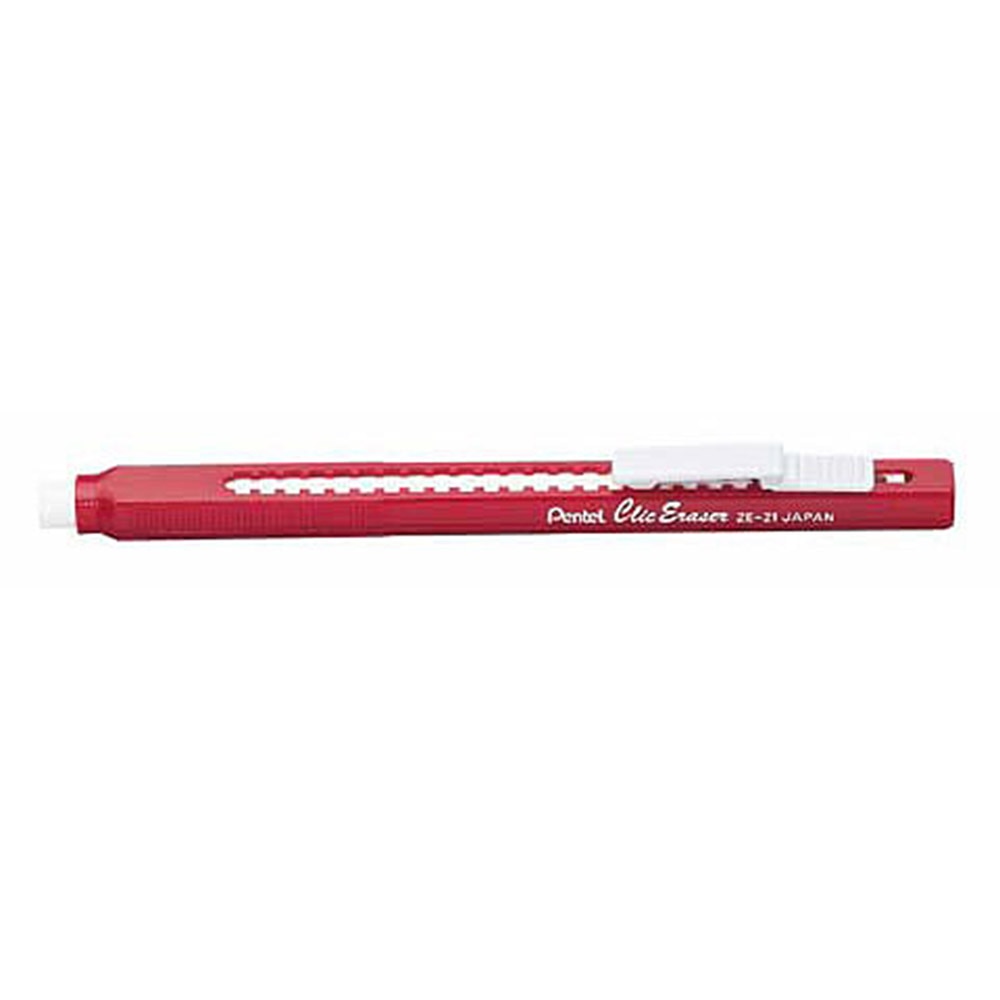 Pentel, Erasers & Correction, Art & School, Clic, Retractable, Pen shaped, 83046, Red
